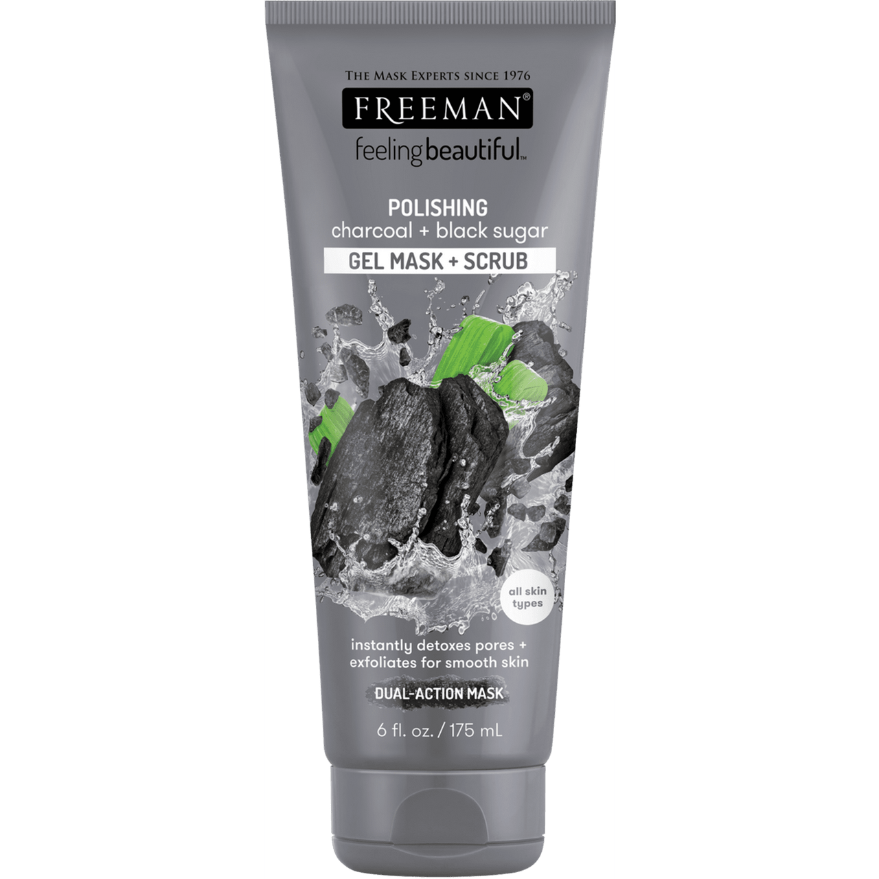 Freeman Feeling Beautiful Charcoal And Black Sugar Polishing Mask, 6 oz